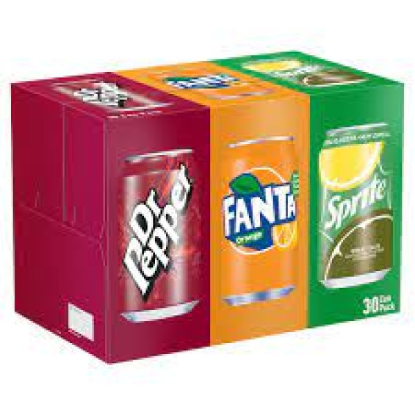 Variety Pack 30/330ml - 10 x Dr Pepper, Lemon & Lime Sprite x 10, Orange Fanta x 10 Variety Pack 30 x 330ml